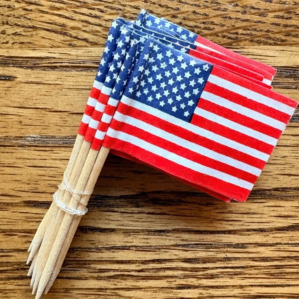 80 Mini American Flag fun picks